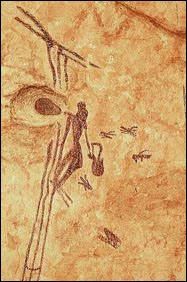 Coleta do mel (pintura rupestre de Valência, na Espanha. Datada de aproximadamente 8 mil AP) https://en.wikipedia.org/wiki/Cuevas_de_la_Ara%C3%B1a